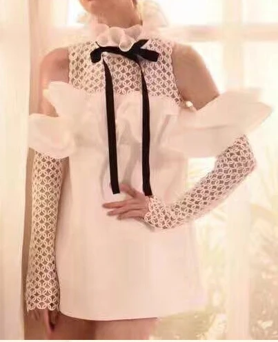 Женское сексуальное платье с открытыми плечами длинным рукавом оборками и