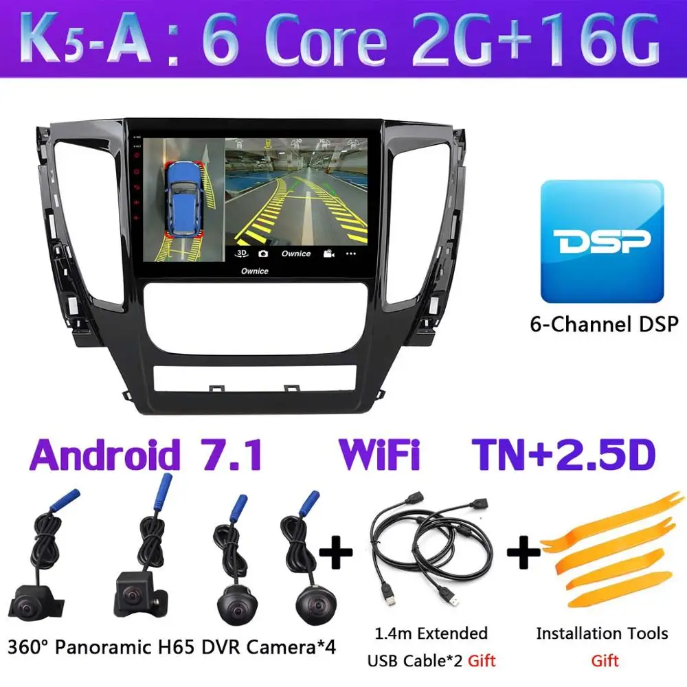 360 ° панорамный Камера Android 9,0 8Core 4G+ 64G DSP CarPlay плеер для Mitsubishi Pajero Montero Sport gps - Цвет: K5-A