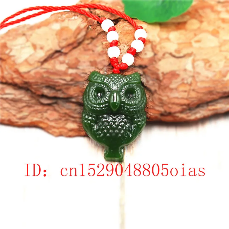 Подвеска с натуральным зеленым камнем в виде совы кулон из нефрита Китайский
