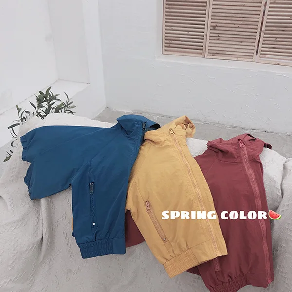 Ветрозащитное пальто с капюшоном в Корейском стиле для мальчиков 3 цвета