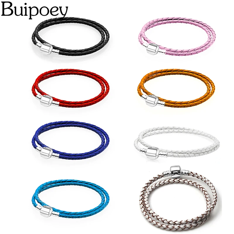 Женские кожаные браслеты с квадратной головкой Buipoey браслет шармами и