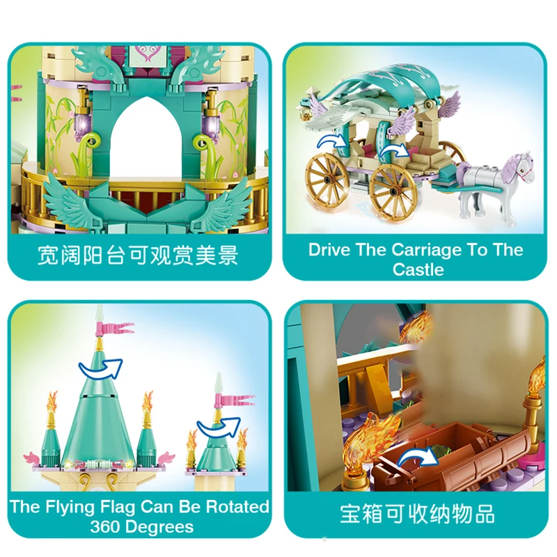 

Girls Friends Building Blocks Set Princess House Ice Snow Magic Castle Palace with Horse Carriage Dolls Gift Toys for Kids Gift