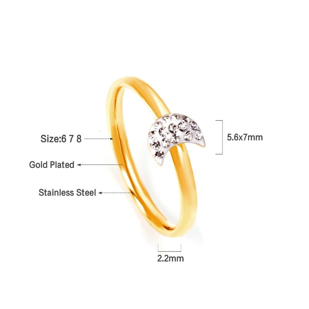 LUXUSTEEL Stainless Steel Rings For Women 2021 New Trendy Style Gold Color Cubic Zirconia Wedding Engagement Party | Украшения и