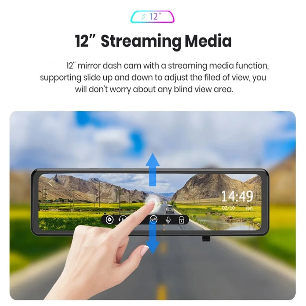 

Mirror Driving Recorder 12''4K Sony IMX415 1080P AHD GPS Rear View Mirror GPS Car Camera Video Recorder Registrar Dash Cam