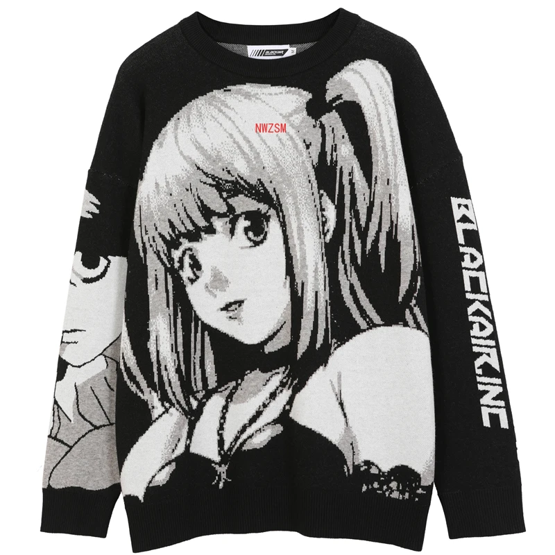 

Mens Hip Hop Streetwear Harajuku Sweater Vintage Retro Japanese Style Anime Girl Knitted Sweater 2020 Autumn Cotton Pullover