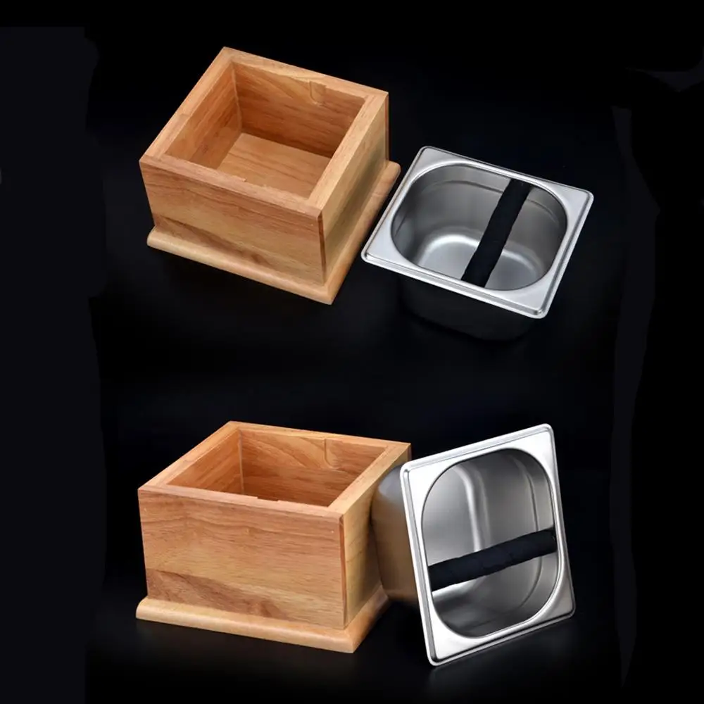 

Wooden Stainless steel Coffee Tamper Knock Box Deep Bent Design Coffee Slag isn't Splash Manual Coffee Grinder Cafe Accessories