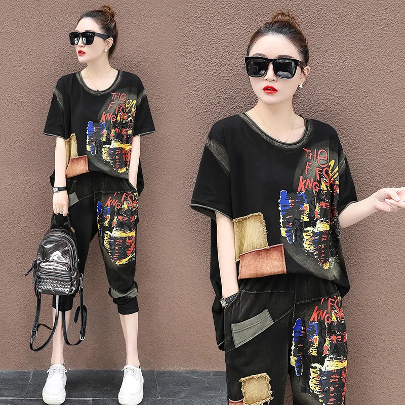 Костюм Max LuLu Женский Повседневный модный роскошный костюм с принтом лоскутный