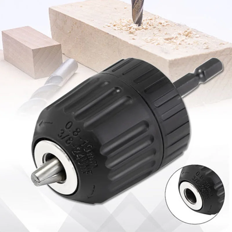 

1/4Hex Shank Keyless Drill Bit Chuck Quick Change Adapter Converter Woodworking