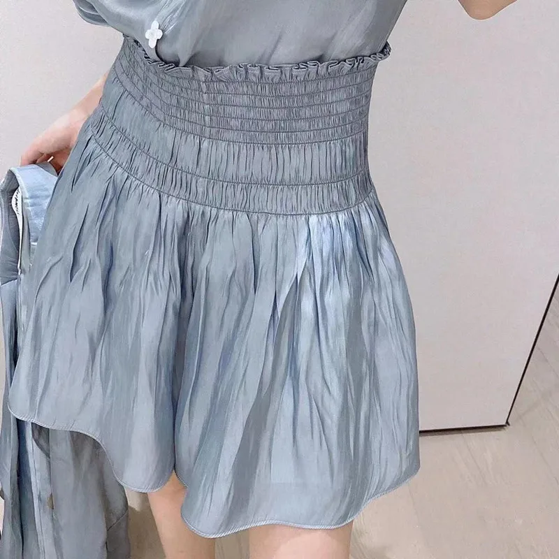 

Summer Solid Color High-Waisted Pleated Mini Culotte Female Slim Fashion Skirt Woman New Casual Designed High Version Skirt M186