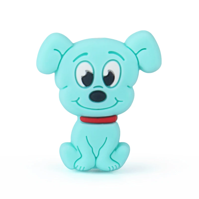 Turquoise Keep&Grow, 10 шт., мини силиконовые бусины в виде собаки из мультфильма, грызуны, Детские Прорезыватели, бусы, сделай сам, прорезыватели, ожерелье, силиконовые детские товары - Цвет: Turquoise