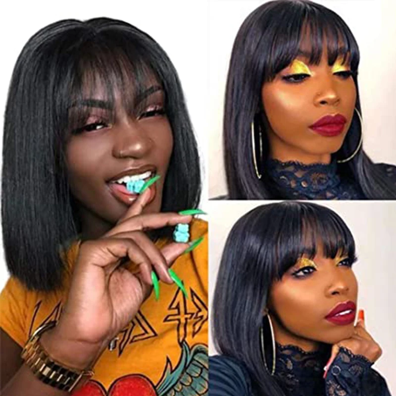 Sedittyhair 100% короткий парик из человеческих волос с челкой парики дешевые