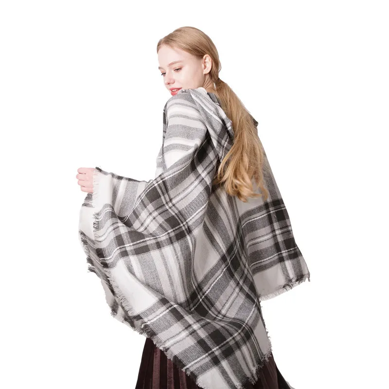 Spring Autumn and Winter in Europe America 2019 a new style of colorful Plaid cap capair conditioning Cape scarves | Аксессуары для