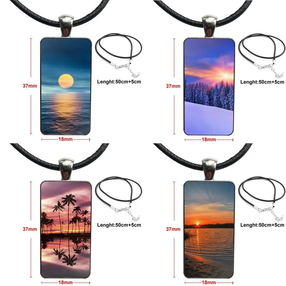 Для женщин и мужчин вечерние море небо песчаный пляж Закат стеклянный кулон