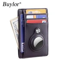 buylor anti theft mens wallet for air tag business card holder slim wallet card case coin purse pu leather protector cover