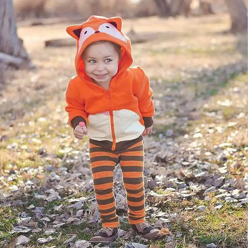 Детские топы с капюшоном для маленьких мальчиков и девочек худи лиса на молнии