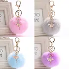 Модные балетные брелки для девочек, женские хрустальные брелки с помпоном, золотые пушистые буффы для танцев, подвески, кольцо для ключей, ювелирные изделия