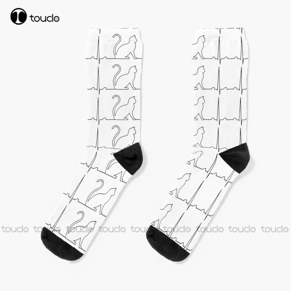 Ekg: Cat: Middle  Socks Womens Athletic Socks Unisex Adult Teen Youth Socks Personalized Custom 360° Digital Print Funny Sock