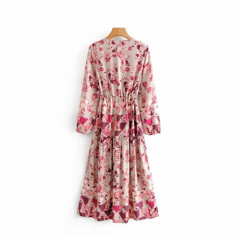 Винтажное шикарное женское богемное Платье макси с цветочным принтом и