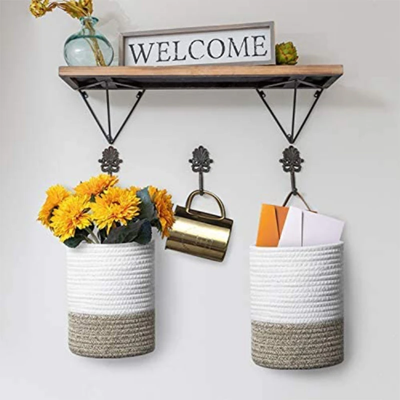 

Nordic Handmade Hanging Flower Pot Basket Plant Container Laundry Picnic Toy Storage with Handle Home Decoration
