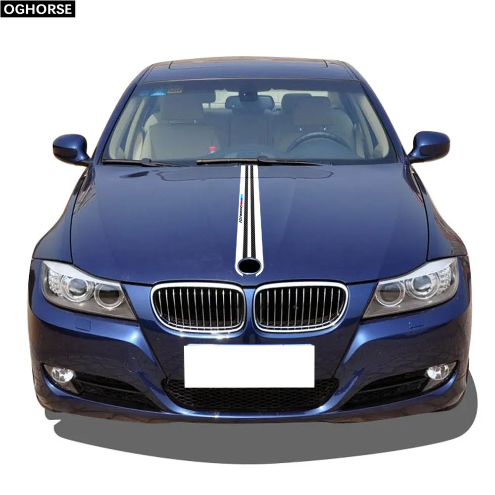 5D Carbon Fiber Vinyl Universal Car Hood Sticker Trunk Lid Stripes M Performance Engine Cover Bonnet Decals for BMW Models | Автомобили и
