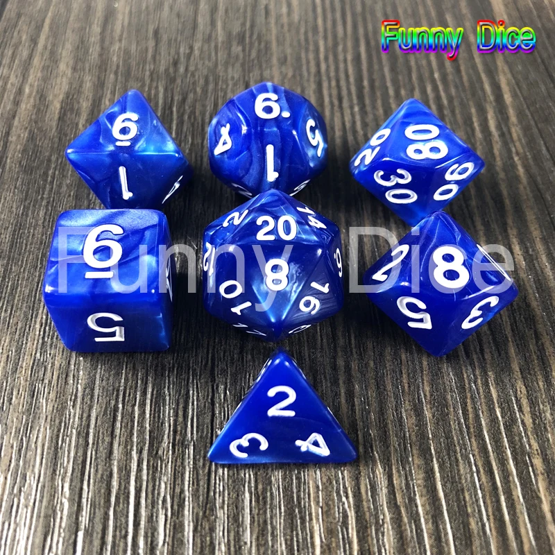 Высокое качество, 7 шт./лот, набор игральных костей D4 D6 D8 D10 D12 D20, высокое качество, многогранные игральные кости с мраморным эффектом, игра DND Rpg, игральные кости, настольная игра