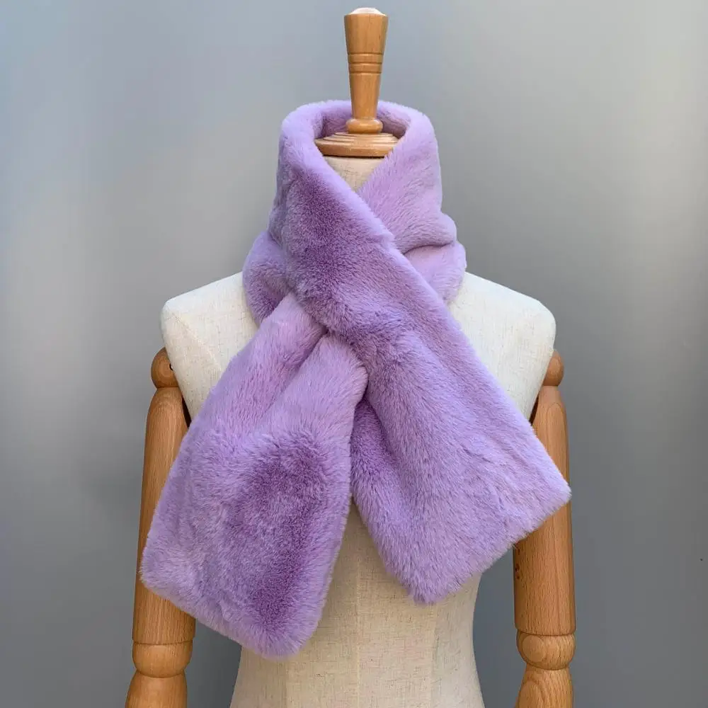 

ZYHWLX Korean version scarf neck keep warm and thick imitation Rex rabbit hair scarf winter female student neck