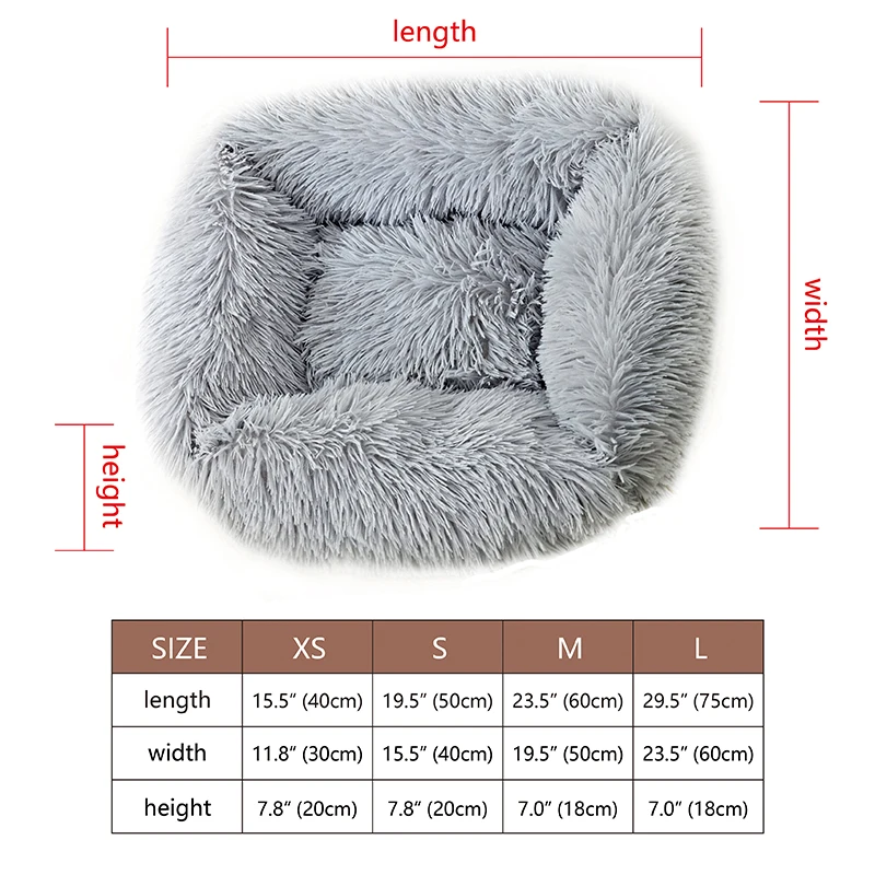 

Super Soft Pet Bed Kennel Dog Bed Square Cat Bed House Winter Warm Sleeping Bag Long Plush Puppy Cushion Mat Portable Cat Mat