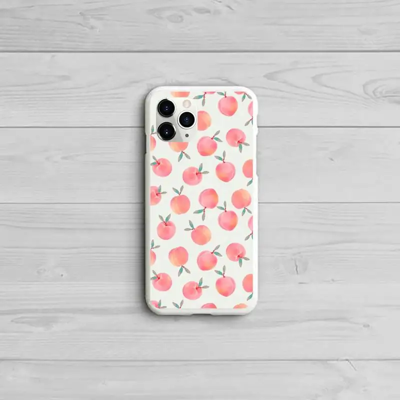 

Peach Phone Case Candy Color White for iPhone 11 pro XS MAX 8 7 6 6S Plus X 5S SE 2020 XR