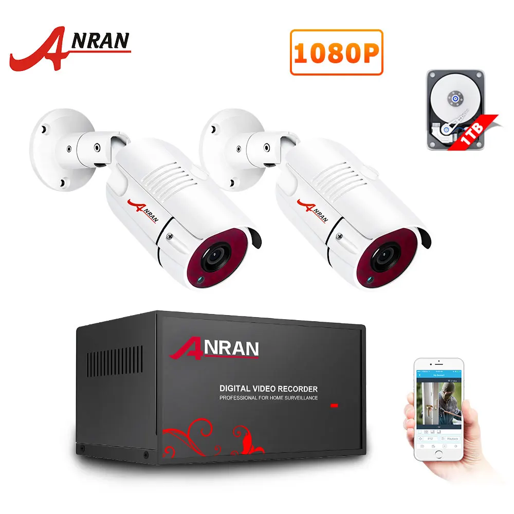 ANRAN AHD система видеонаблюдения 1080P наружная камера безопасности AHD DVR комплект День/Ночь домашняя видео система видеонаблюдения водонепроницаемый HDD P2P HDMI - Цвет: 4CH NVR 2 Cameras