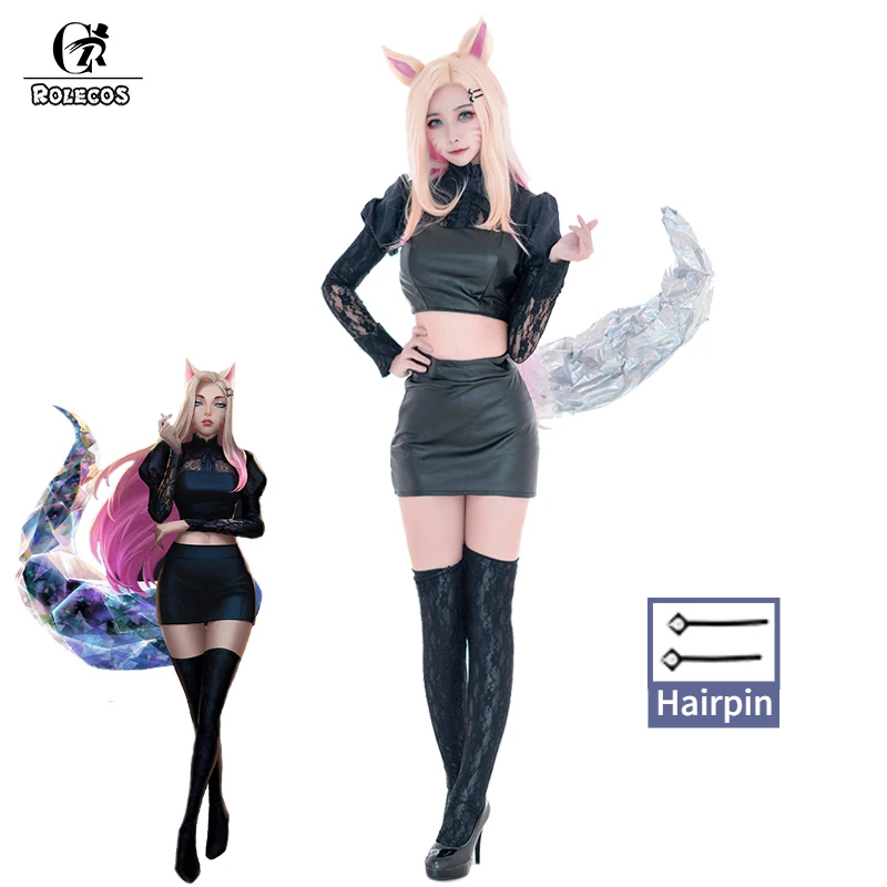 ROLECOS игры Лига Легенд кДа Ahri Косплэй костюм круче пикантные Для женщин черный