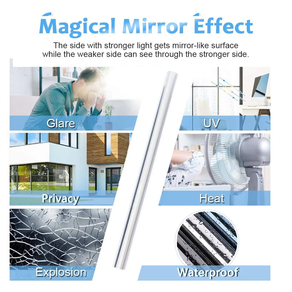 Виниловая самоклеящаяся пленка для защиты от солнца 50x зеркальное стекло окно см