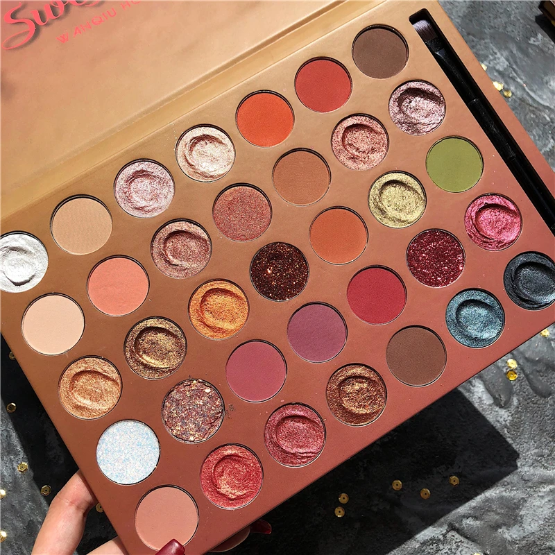 35 цветов мерцающие матовые тени для век Палитра блестящих металлических теней