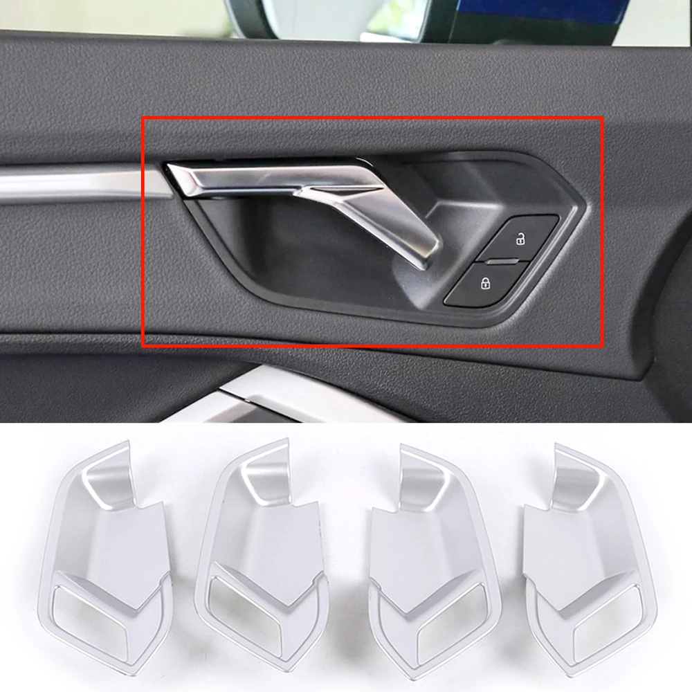 

For Audi Q3 2019 2020 ABS Matte Silver Accessories LHD Car Inner Door Bowl Protector Frame Cover Trims Car Styling
