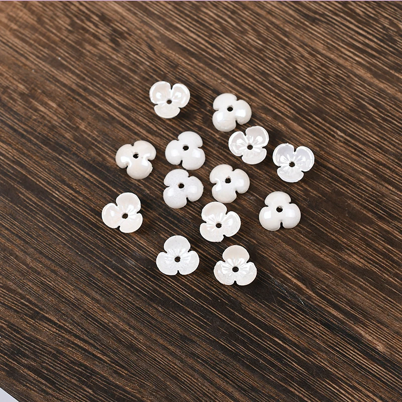 

New 10mm Flower Beads Imitation Pearl Acrylic Three Petal Flowers Loose Beading For DIY Jewelry Making DIY Bracelet Accessories