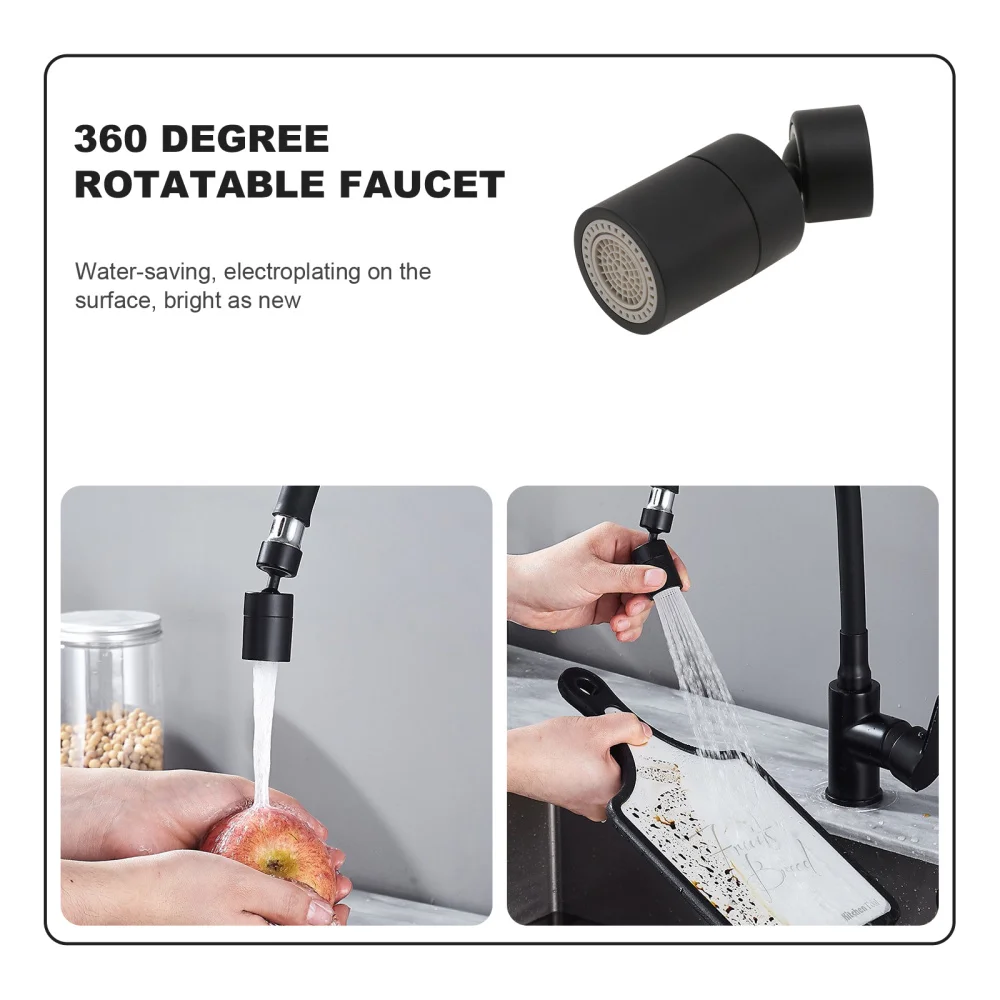 

1Pc Splashproof Nozzle Adjustable Rotating Tap Filter for Kitchen Black