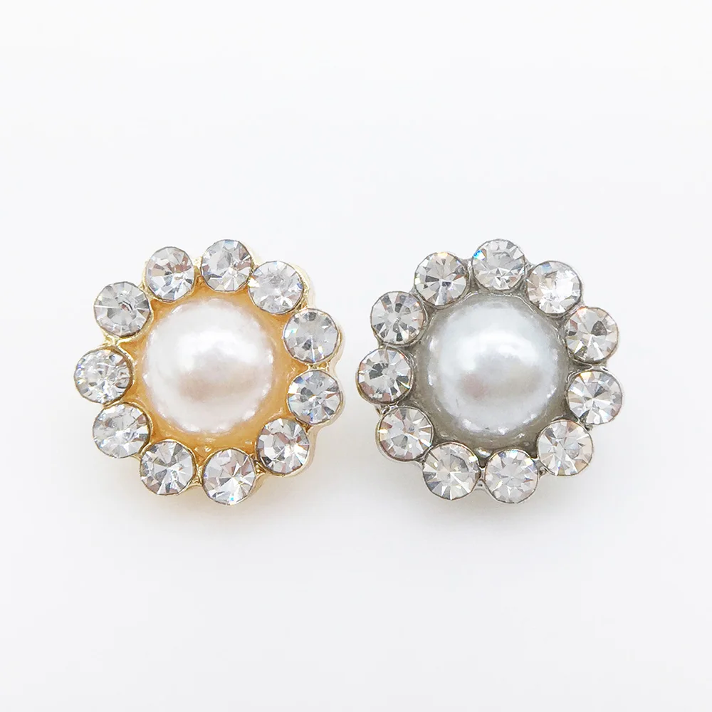 5 шт. 10 мм жемчужные женские пуговицы стразы из металлического цинкового сплава