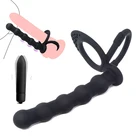 Двойное проникновение вибратор для пениса телефон ремень на пенис Анальная пробка для мужчин геев взрослый Вагинальный Массажер для начинающих