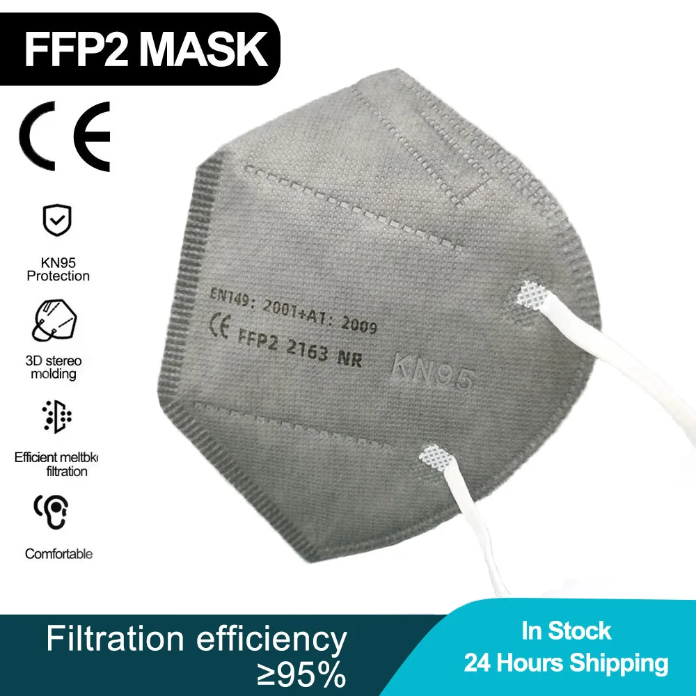10 100 штук ffp2 CE маска fpp2 одобренный kn95 Mascarillas маски Kn95 Сертифицированный серый рот