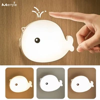 animal cartoon night lamp for kids child baby pir motion sensor cabinet lights 3 colors touch switch bedside bedroom wall lamp