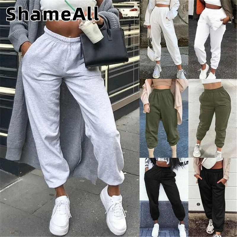 

Штаны спортивные женские Мешковатые, с высокой талией, зимние, широкие
