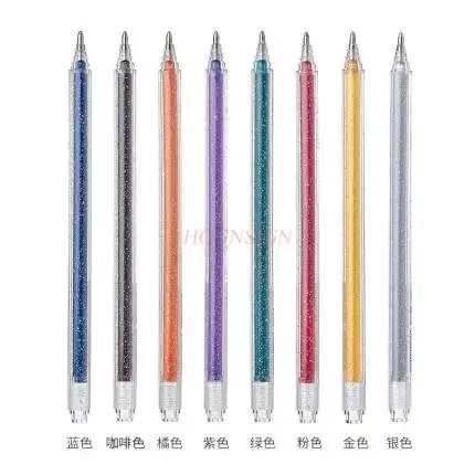 Гелевые ручки со вспышкой, цветные гелевые ручки, блестящие металлические ручки с сыпучим песком, двухцветные Флуоресцентные Ручки для нот,... от AliExpress WW