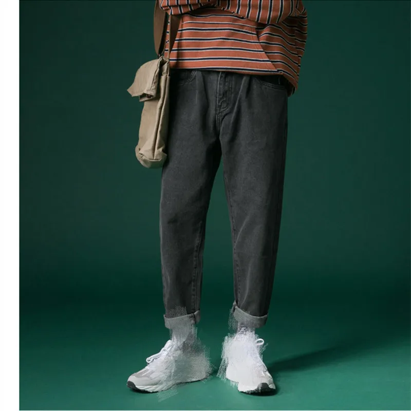 

Men Streetwear Blue Jeans 2021 Women Black Jeans Korean Fashions Pants Male Denim Pants OverSized Denim Pants