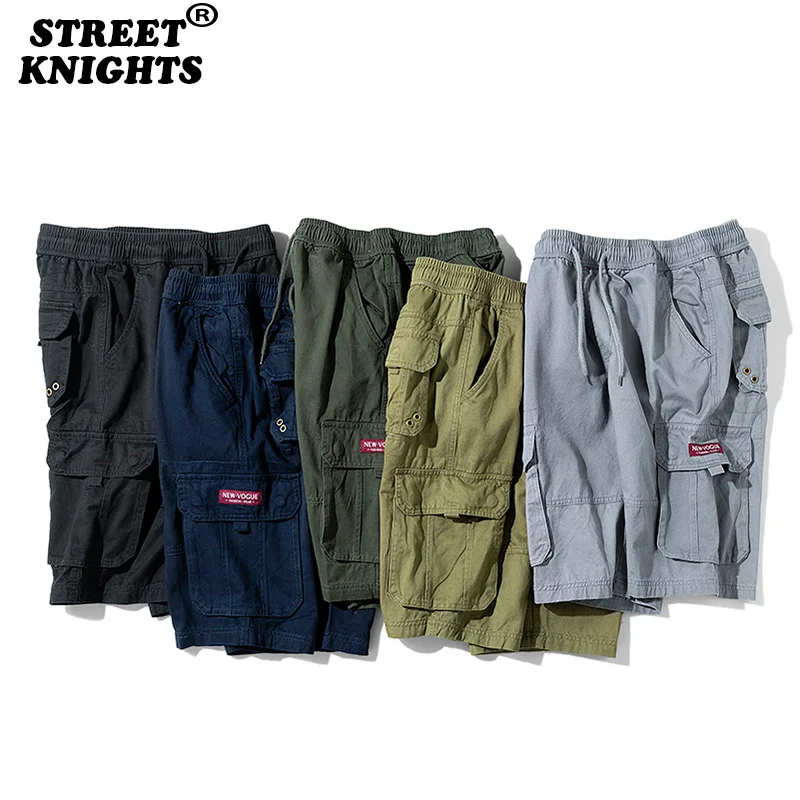 Шорты-карго мужские однотонные из хлопка модные повседневные бриджи дышащие