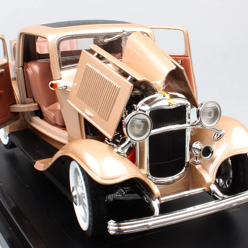 Детская Классика 1/18 Ретро 1932 модель ford B 3-Window Coupe Deuce Gold car scale Diecasts& Toy Vehicles авто металлический сувенир