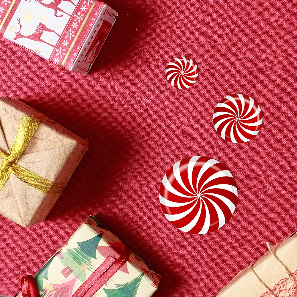 

EW046 Christmas candy stickers 12PCS a set DIY self-adhesive round holiday decoration cartoon floor stickers wall stickers