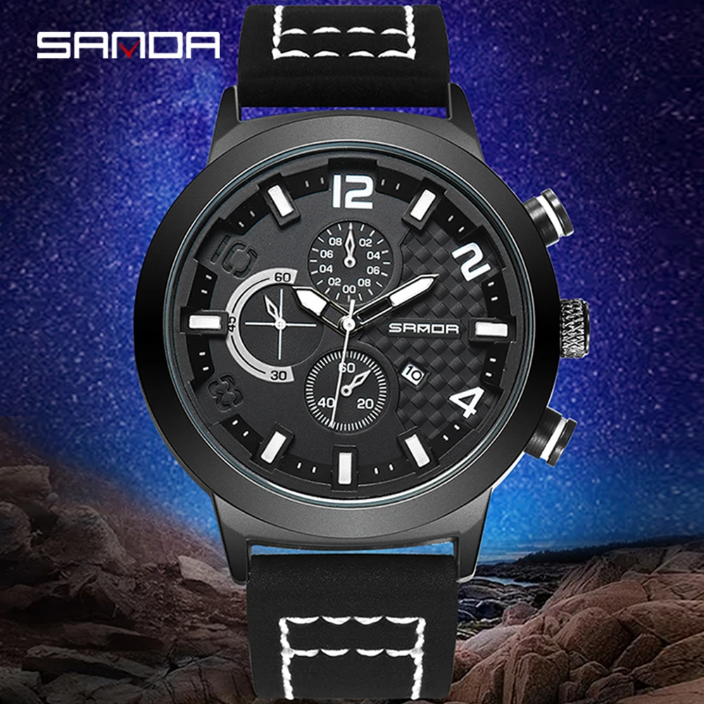 Модные спортивные часы с большим циферблатом шестиштырьковые