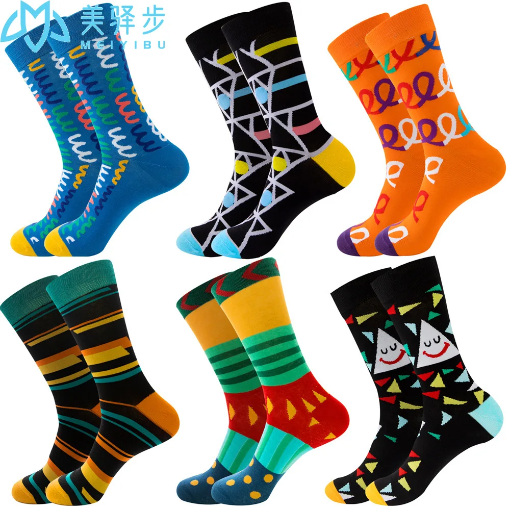 12 Pairs Per Set Autumn Diamond Socks Animal Fruit Socks Food Geometry Christmas Funny Sock Gift