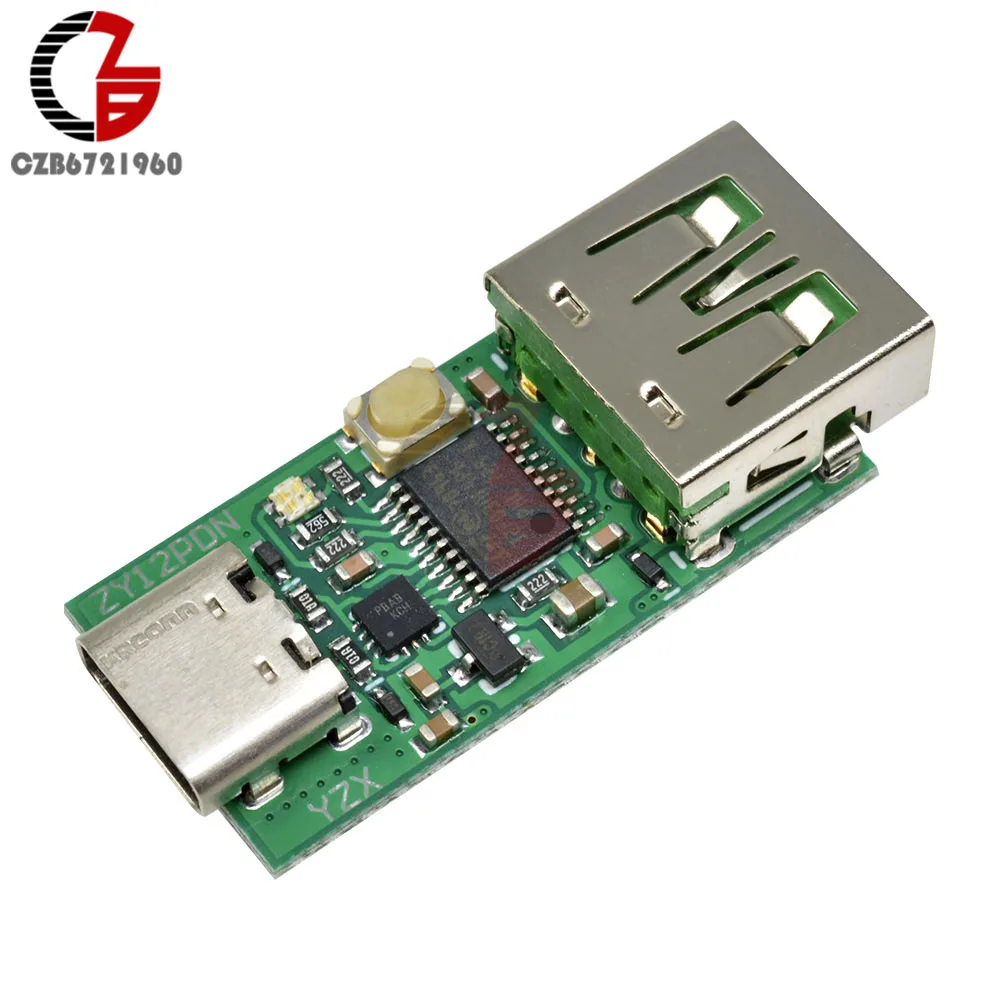 With USB 100W USB-PD USB-C Type-c PD3.0 PD2.0 to DC Scam Spoof Fast Charge Trigger Detector Power Supply Regulator Module for Notebook - Цвет: With USB