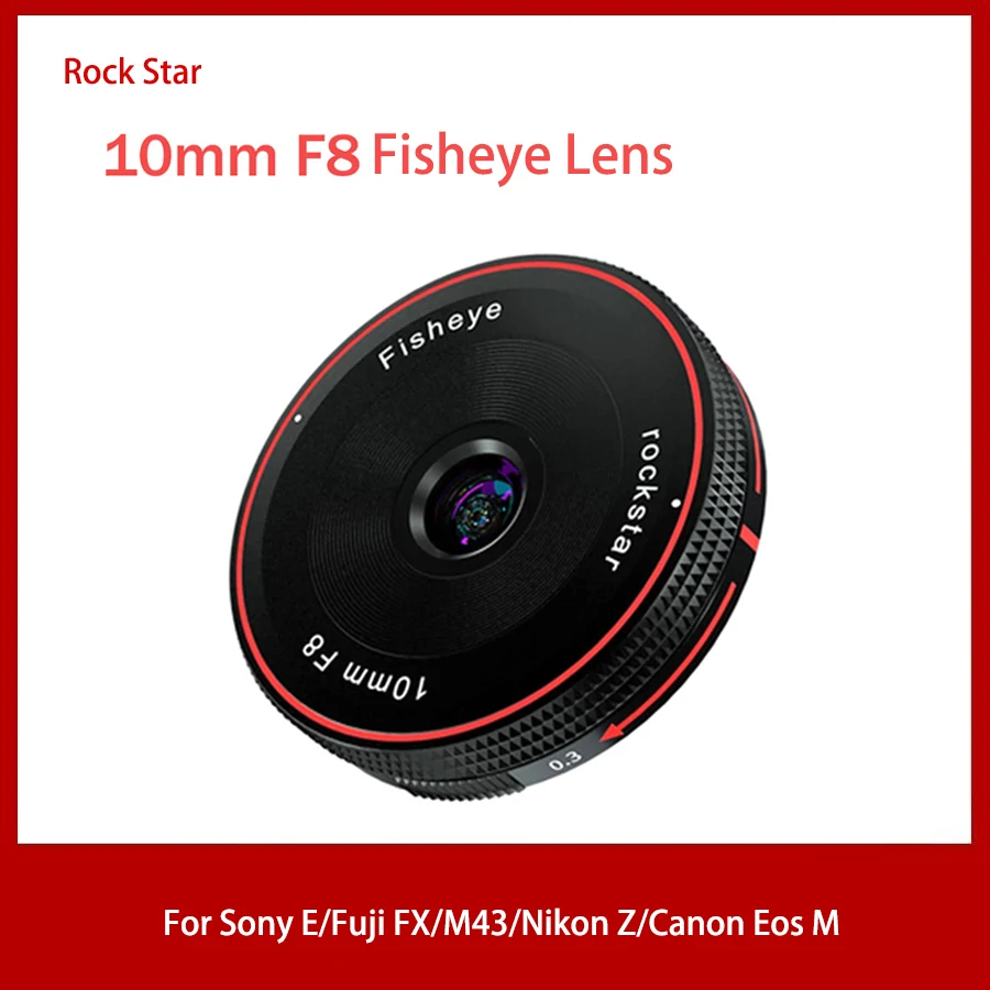 Объектив Rock Star F8 с фиксированным фокусом для камер Sony E Fuji FX M4/3 Canon Eos M Nikon Z Mount Micro SLR