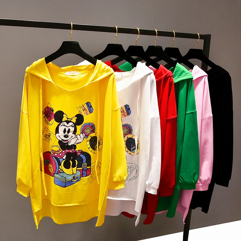 Женские толстовки с Микки Маусом Дисней весенние Свободные длинными рукавами в